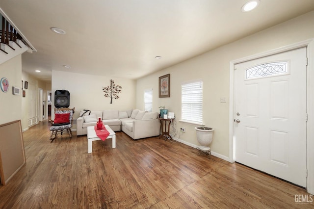 foyer entrance featuring hardwood / wood-style flooring