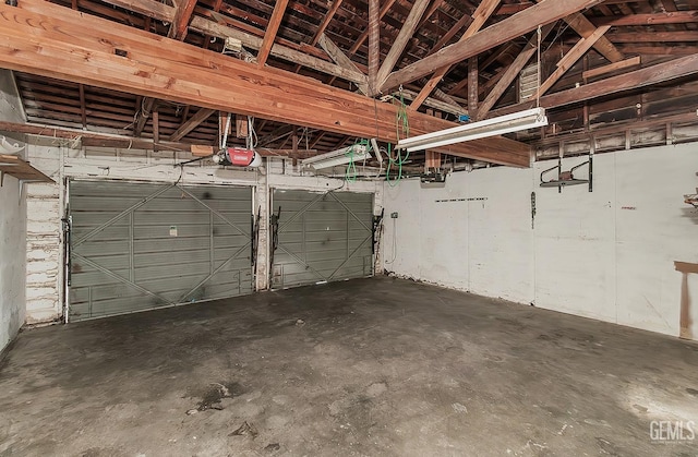 garage with a garage door opener