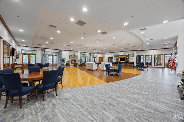 community lobby featuring visible vents