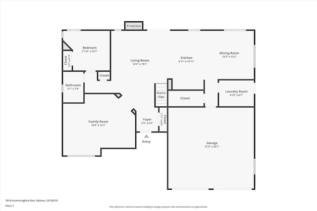 1914 Hummingbird Ave, Delano, CA 93215 - floor plan / room layout