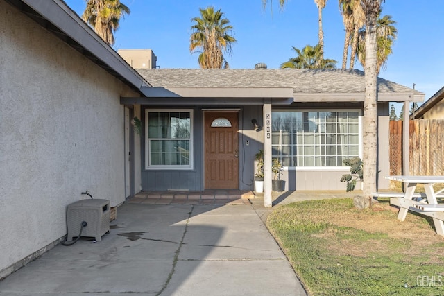 doorway to property with a patio