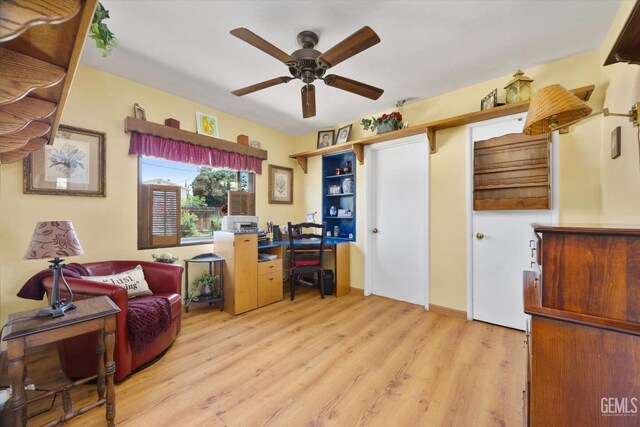 3808 Navajo Ave, Bakersfield, CA 93309 - home office with ceiling fan and light wood-type flooring