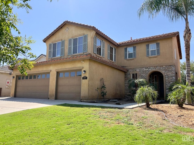 12303 Fairburn Way, Bakersfield, CA 93312 - mediterranean / spanish home with a garage and a front lawn