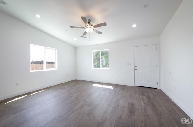 2625 Security Ave, Bakersfield, CA 93306 - empty room featuring recessed lighting, baseboards, ceiling fan, and dark wood finished floors