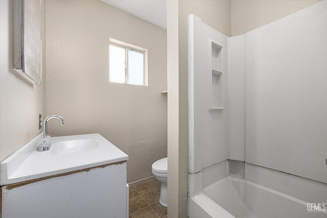 full bathroom with vanity, toilet, and shower / bath combination