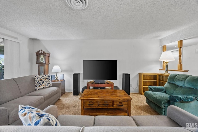 6309 Desert Hills Ave, Bakersfield, CA 93309 - carpeted living room with a textured ceiling