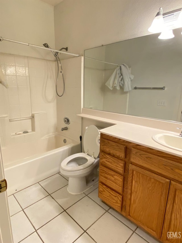 5217 Clover Mountain St, Bakersfield, CA 93313 - bathroom with shower / bath combination, tile patterned flooring, and vanity