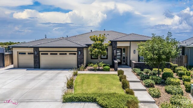 802 Barre Ct, Bakersfield, CA 93314 - prairie-style home featuring concrete driveway, a garage, and a tiled roof