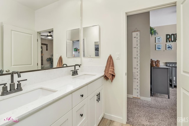 802 Barre Ct, Bakersfield, CA 93314 - full bath featuring double vanity and a ceiling fan
