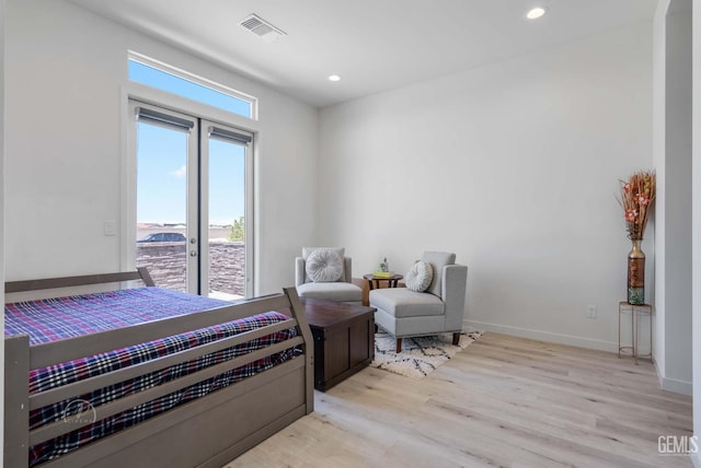 1215 Brookline Ln, Bakersfield, CA 93314 - bedroom with light wood-type flooring, access to exterior, recessed lighting, baseboards, and a water view