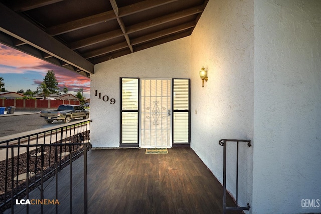 1109 Bell Ave, Taft, CA 93268 - exterior entry at dusk with stucco siding