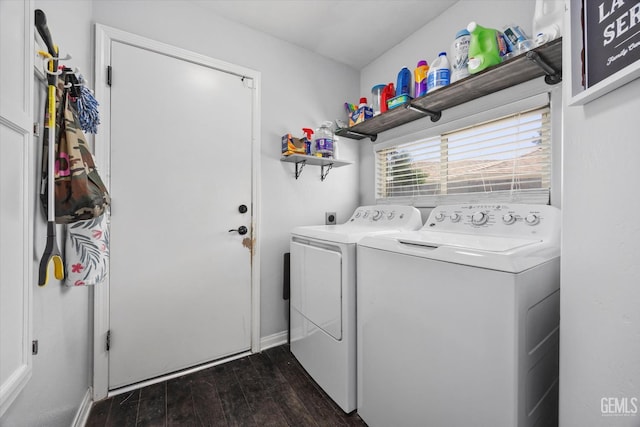5812 Seasons Valley Ct, Bakersfield, CA 93313 - washroom featuring independent washer and dryer and dark wood finished floors