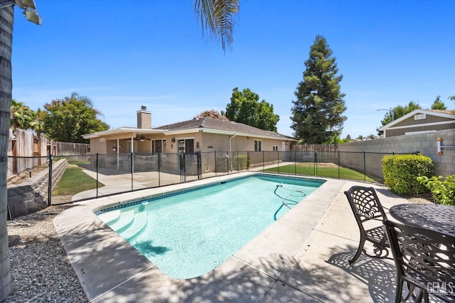 5812 Seasons Valley Ct, Bakersfield, CA 93313 - view of pool featuring ceiling fan and a patio