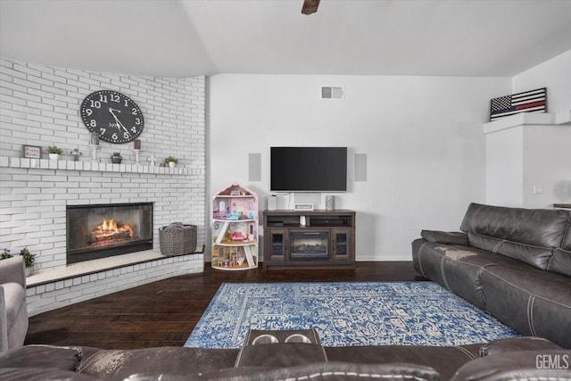 5812 Seasons Valley Ct, Bakersfield, CA 93313 - living area with wood-type flooring and a fireplace