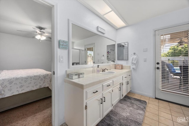 5812 Seasons Valley Ct, Bakersfield, CA 93313 - bathroom featuring ensuite bathroom, vanity, ceiling fan, and tile patterned flooring