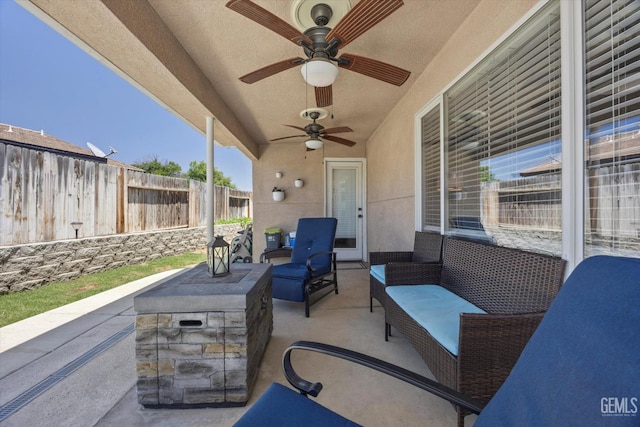 5812 Seasons Valley Ct, Bakersfield, CA 93313 - view of patio with a ceiling fan and an outdoor living space