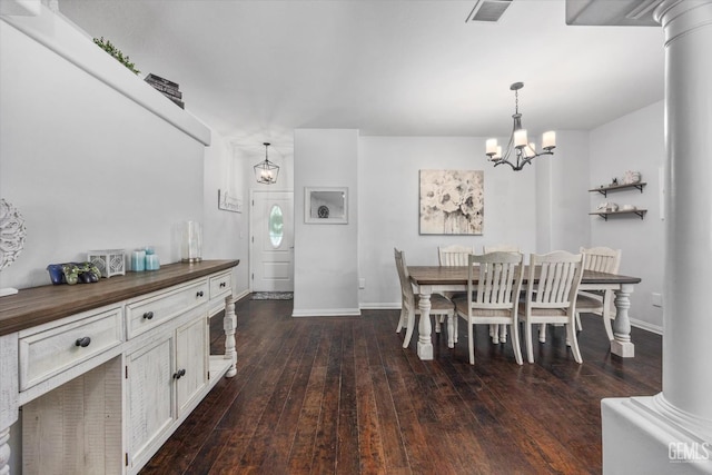 5812 Seasons Valley Ct, Bakersfield, CA 93313 - dining space with a chandelier and dark wood-type flooring