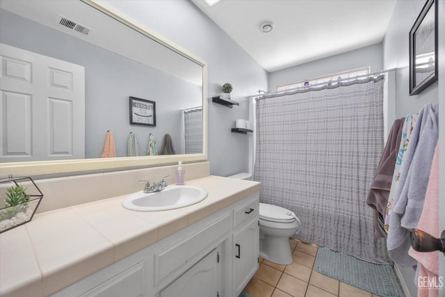 5812 Seasons Valley Ct, Bakersfield, CA 93313 - bathroom with vanity, tile patterned flooring, and a shower with shower curtain