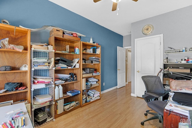 5510 Edge Water Ct, Bakersfield, CA 93312 - office with ceiling fan and wood finished floors