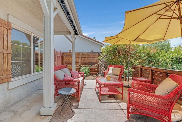 5510 Edge Water Ct, Bakersfield, CA 93312 - view of patio / terrace with an outdoor living space