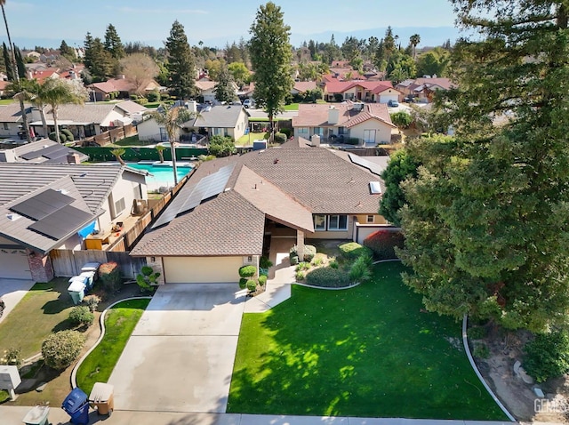 aerial view with a residential view