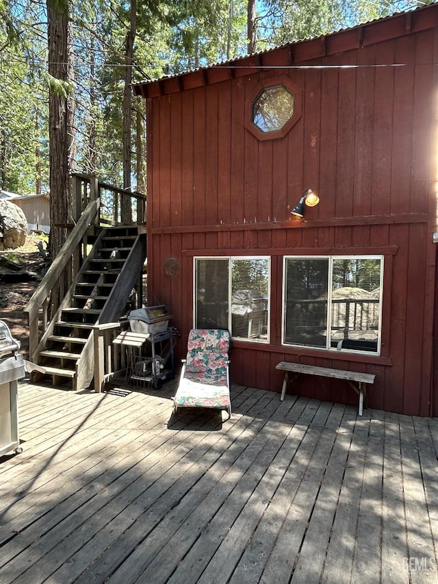 48718 Sugarpine Trl, Posey, CA 93260 - wooden terrace featuring stairs and grilling area