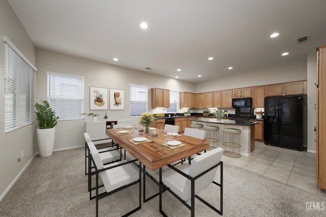 14010 Park Palisades Dr, Bakersfield, CA 93306 - dining room with plenty of natural light, recessed lighting, baseboards, and light carpet
