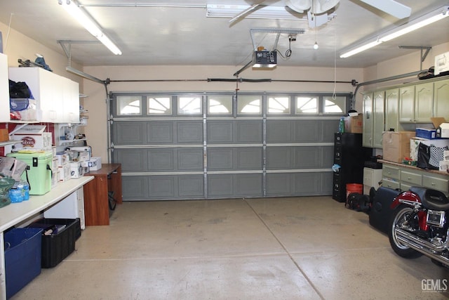 garage with a garage door opener