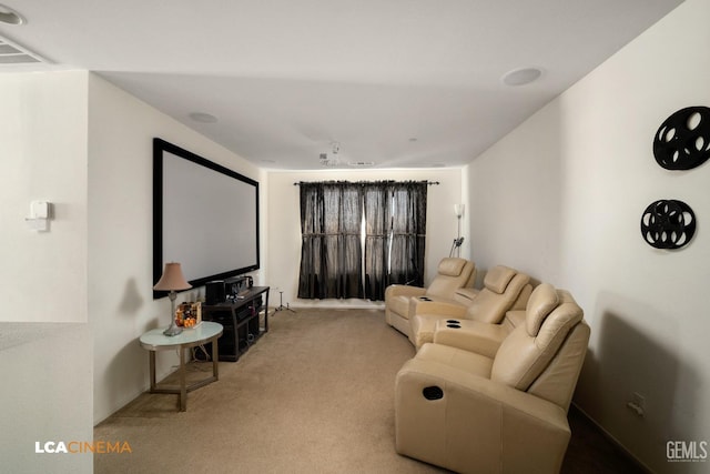 view of carpeted home theater