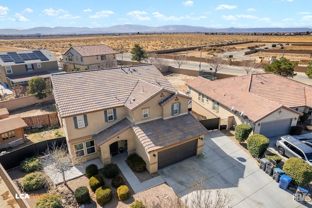 aerial view with a mountain view