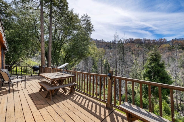 45985 Ridge Rd, Posey, CA 93260 - wooden terrace featuring a wooded view