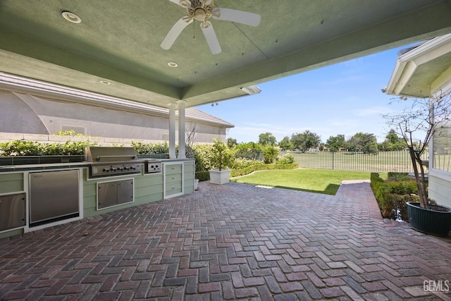 1904 Wedgemont Pl, Bakersfield, CA 93311 - view of patio / terrace featuring exterior kitchen, grilling area, and ceiling fan