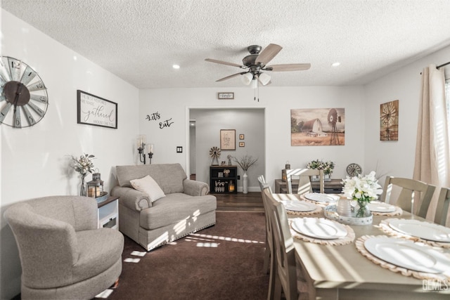 404 Mckinley St, Taft, CA 93268 - dining area featuring a ceiling fan, a textured ceiling, and recessed lighting