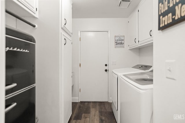 404 Mckinley St, Taft, CA 93268 - laundry area featuring cabinet space, separate washer and dryer, and dark wood finished floors