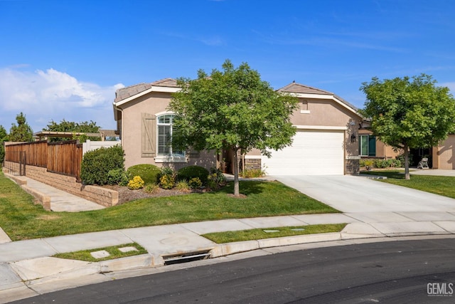 9700 Kingsport Pl, Bakersfield, CA 93306 - view of property hidden behind natural elements featuring stucco siding, a garage, and driveway
