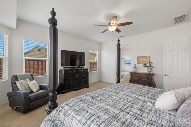9700 Kingsport Pl, Bakersfield, CA 93306 - bedroom with light carpet and a ceiling fan