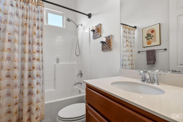 9700 Kingsport Pl, Bakersfield, CA 93306 - full bathroom with vanity, shower / bath combo, and toilet