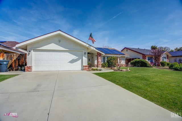 9812 Marilee Ave, Bakersfield, CA 93312 - single story home featuring an attached garage, driveway, stucco siding, brick siding, and solar panels
