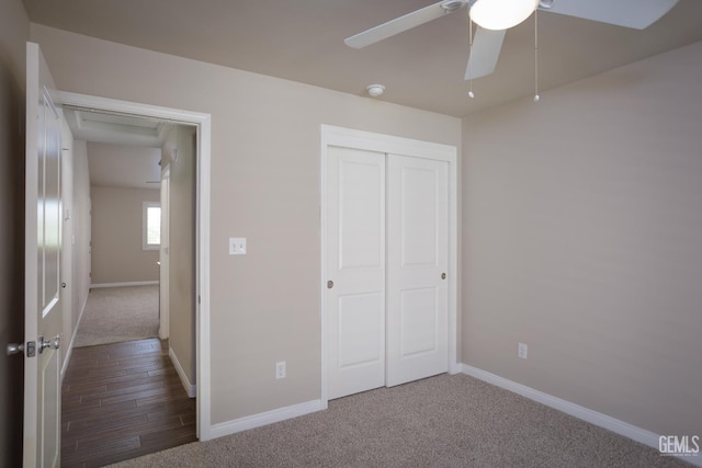 9029 Midnight Creek Way, Bakersfield, CA 93311 - unfurnished bedroom with carpet, a closet, and a ceiling fan