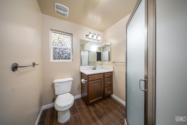 9029 Midnight Creek Way, Bakersfield, CA 93311 - full bathroom with vanity, wood finished floors, and a shower stall