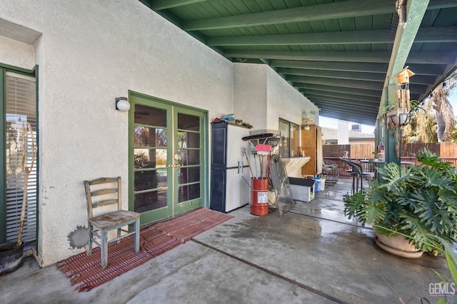 view of patio / terrace featuring french doors