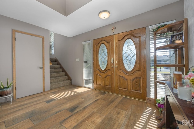 entrance foyer featuring hardwood / wood-style flooring