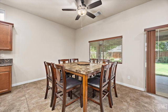 9510 Midnight Creek Way, Bakersfield, CA 93311 - dining space with a ceiling fan and light tile patterned floors