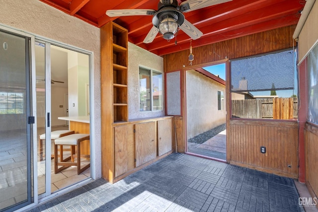 5414 Tyner Ln, Bakersfield, CA 93307 - unfurnished sunroom with beam ceiling