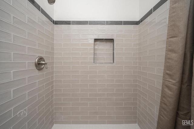 bathroom featuring a shower with shower curtain