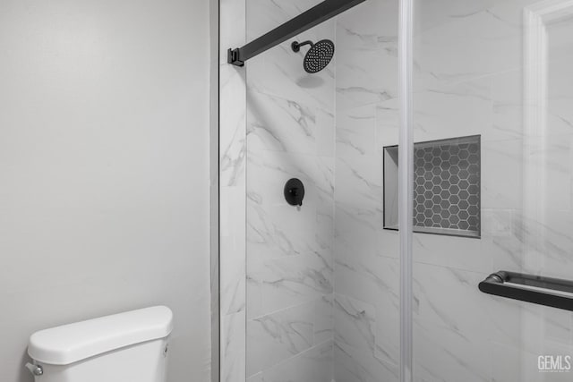 2848 Summit Cir, Bakersfield, CA 93306 - bathroom with a marble finish shower and toilet
