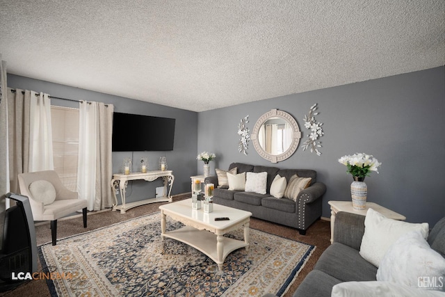 2105 Pinion Springs Cir Unit D, Bakersfield, CA 93309 - carpeted living room with a textured ceiling and baseboards