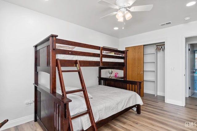 11106 Mohican Dr, Bakersfield, CA 93312 - bedroom featuring baseboards, recessed lighting, wood finished floors, and visible vents