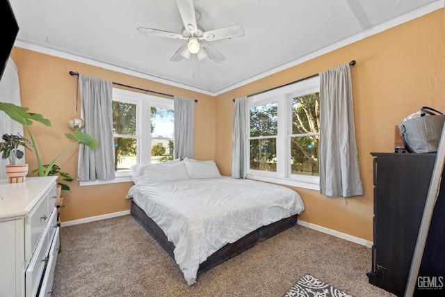 339 Ray St, Bakersfield, CA 93308 - bedroom featuring carpet flooring, ornamental molding, and ceiling fan
