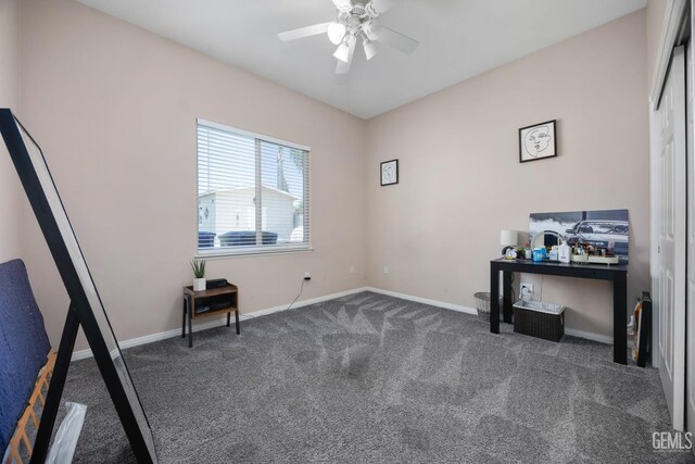 3404 Medallion Rose Ave, Bakersfield, CA 93313 - unfurnished office with carpet, ceiling fan, and baseboards